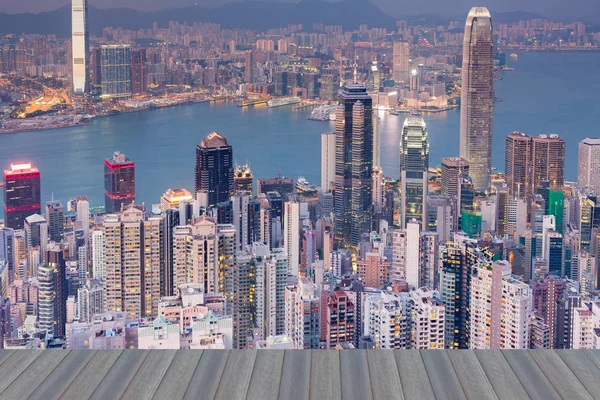 Hong Kong centrala downtown Flygfoto från vyn Peak — Stockfoto