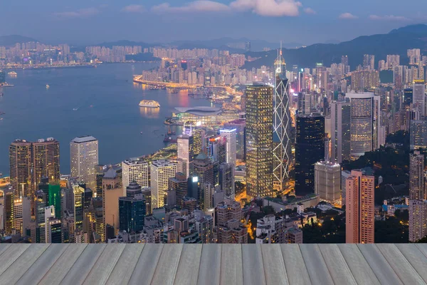 Сутінки Гонконг бізнес downtown затоку Вікторія — стокове фото