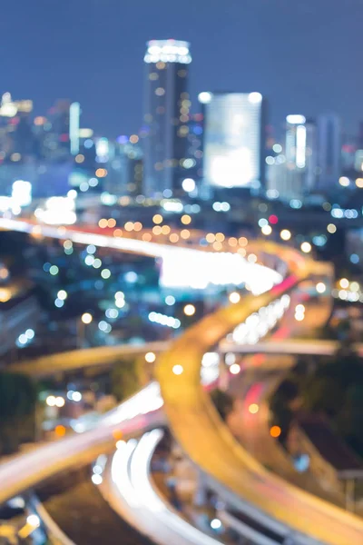 Abstract blurred bokeh highway interchanged and office building — Stock Photo, Image