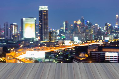 Bulanık bokeh ışık şehir şehir gece görünümü