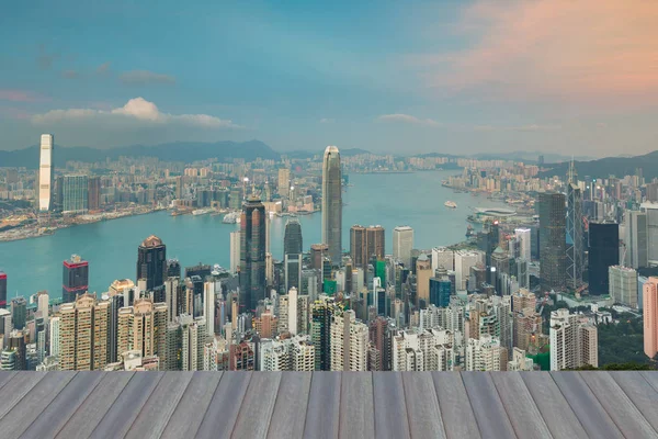 Hong Kong ciudad centro de negocios vista aérea —  Fotos de Stock