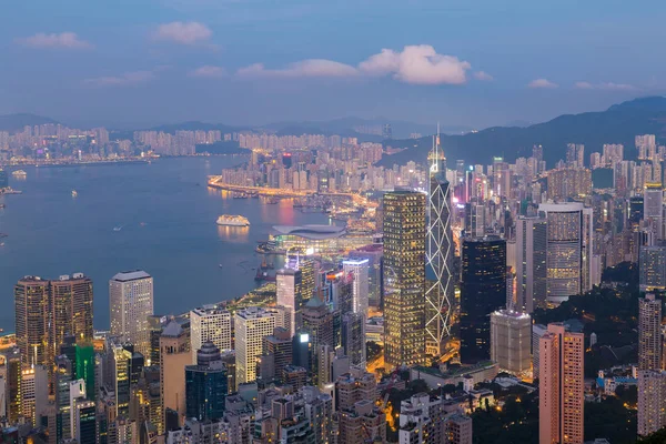 Havadan görünümü Hong Kong şehir iş şehir merkezinde — Stok fotoğraf
