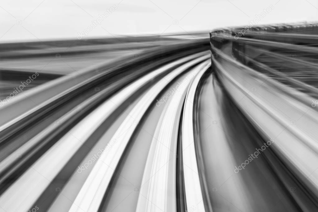 Motion blurred moving train in Kobe