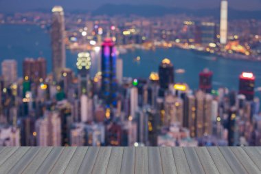 Bokeh ışık Hong Kong şehir işletme şehir merkezinde, gece görünümü bulanıklık