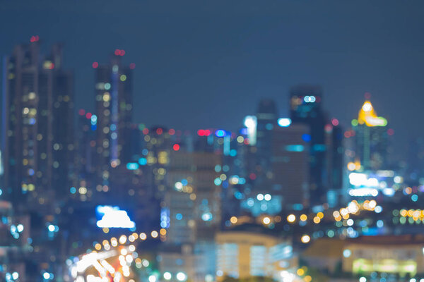 Twilight blur light night city downtown abstract background
