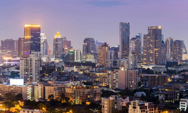 Bangkok city business centrum światło night widok — Zdjęcie stockowe