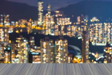 Bulanık bokeh şehir daire ışık gece görünümü