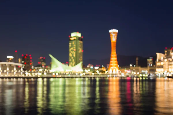 Bokeh desfocado luz vista noturna, Kobe porto torre — Fotografia de Stock