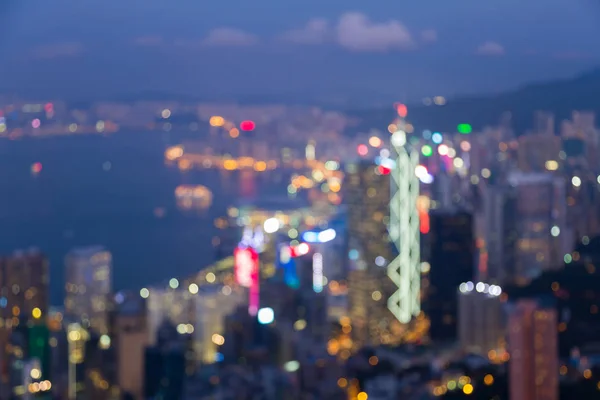 Alacakaranlık bokeh ışıklar Hong Kong şehir şehir bulanık — Stok fotoğraf