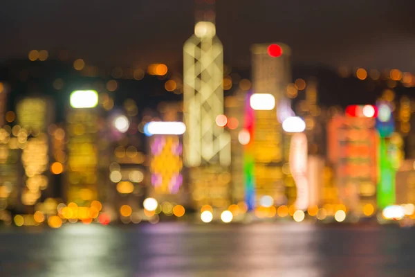 Soyut bulanık ışık Hong Kong şehir ışık gece görünümü — Stok fotoğraf
