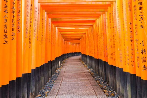Portas vermelhas de Torii no santuário de Fushimi Inari em Kyoto — Fotografia de Stock