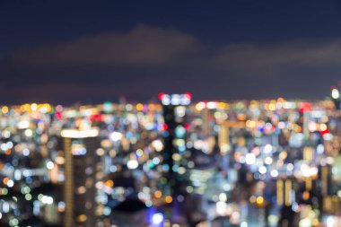 Bulanık bokeh ışık Osaka şehir merkezi iş şehir merkezinde soyut 