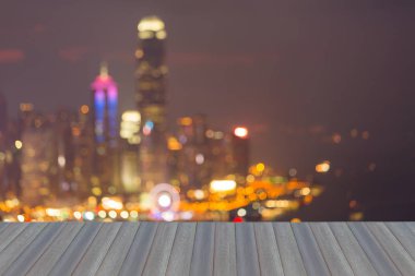 Hong Kong şehir bokeh ışık, arka plan bulanık