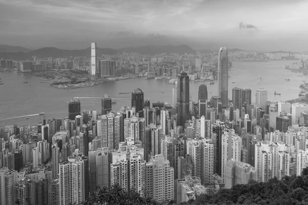 香港市内航空写真ビュー、都市景観ダウンタウン背景 — ストック写真