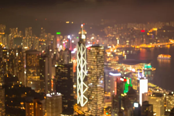 Hong Kong şehir bokeh hafif hava görünümünü bulanık — Stok fotoğraf