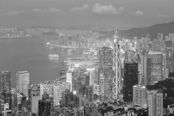 Hong Kong cidade negócio baixa vista aérea, paisagem urbana fundo — Fotografia de Stock