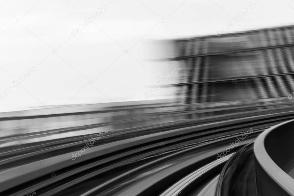 Black and White, blurred motion train moving