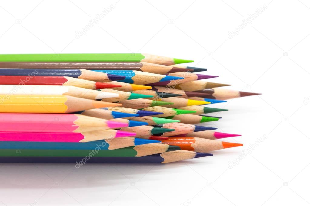Colour wooden pencil on white