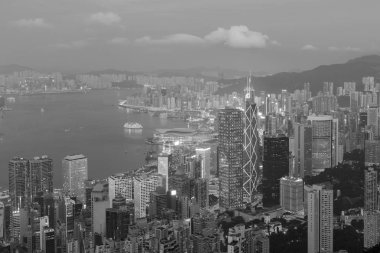 Hong Kong şehir iş şehir havadan görünümü