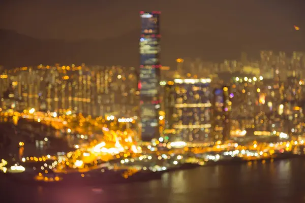 Hong Kong şehir hafif bulanık bokeh arka plan — Stok fotoğraf