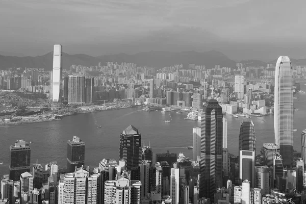 Χονγκ Κονγκ πόλη λιμάνι κεντρική επιχειρηματική στο κέντρο της πόλης, αστικό τοπίο φόντου — Φωτογραφία Αρχείου