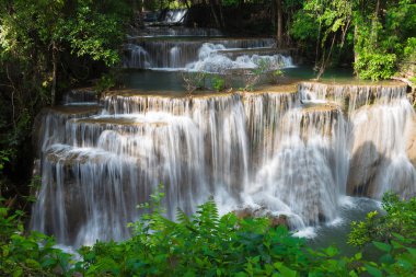 Tropikal derin ormandaki birden çok dere şelale güzelliği