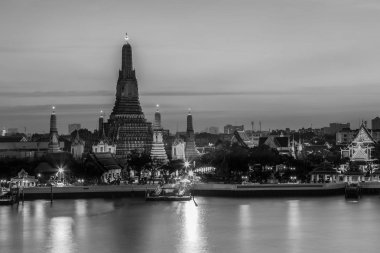 Siyah ve beyaz, Arun tapınak Nehri ön, Bangkok