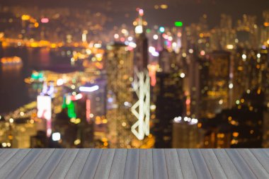 Hong Kong bokeh ışık gece görünümü, arka plan bulanık