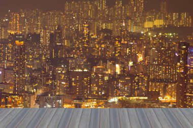 Bulanık bokeh ışık Hong Kong şehir arka plan