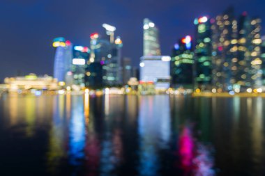 Gece bokeh ışık Singapur deniz açık alacakaranlık bulanık.