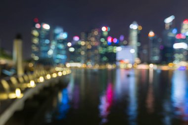 Bokeh Singapur iş alanı su açık gece bulanık