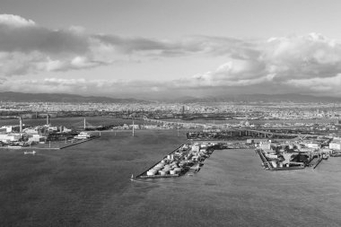 Osaka bağlantı noktası cityscape Cosmo kule Gözlemevi, Japonya