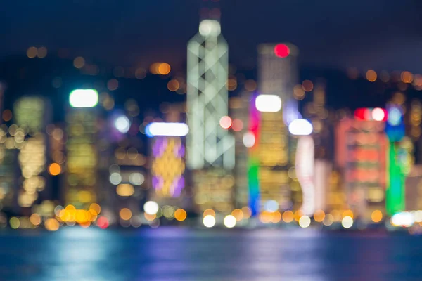 Gece bokeh ışık Hong Kong merkezi iş şehir merkezinde bulanık — Stok fotoğraf