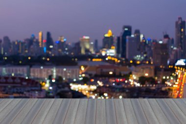Gece bokeh ışık cityscape downtown bulanık