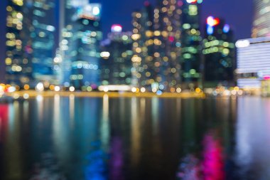 Bulanık bokeh ışık Singapur şehir şehir soyut