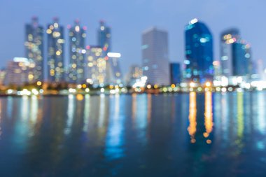 Gece görünümü oluşturma bokeh ışık office yansıması bulanık