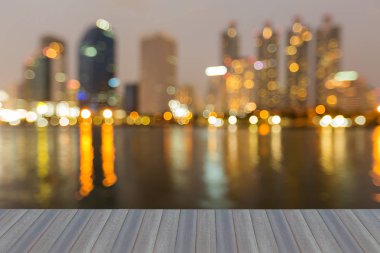 Bulanık bokeh ışık ofis binası ve yansıma arka plan