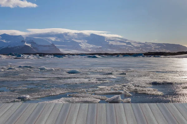 Islândia inverno temporada azul lagoa, paisagem natural fundo — Fotografia de Stock