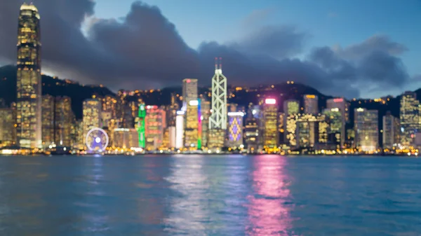 暮光之城模糊散景光香港商业市中心 — 图库照片