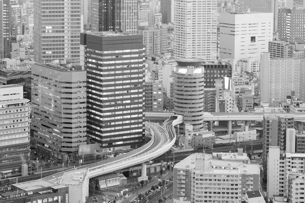 Aerial view, City building downtown Osaka business area Japan