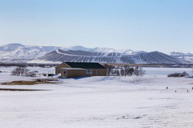 Kış sezonu boyunca Myvatn volkan Kuzey İzlanda