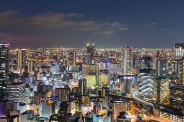 Alacakaranlık, merkezi iş şehir Osaka, Japonya