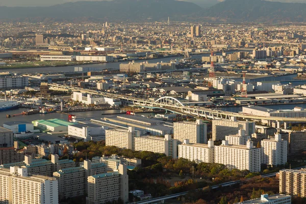 大阪市ビジネス ダウンタウン日本空撮 — ストック写真