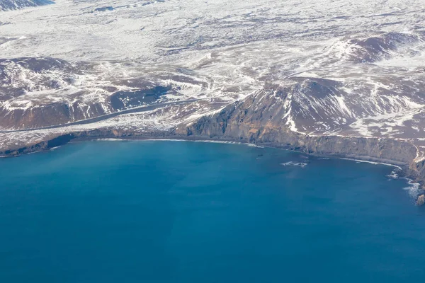 Vista aérea Islândia paisagem temporada de inverno natural — Fotografia de Stock