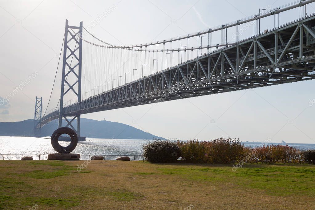 Akashi Kaikyo Bridge in Kobe Japan