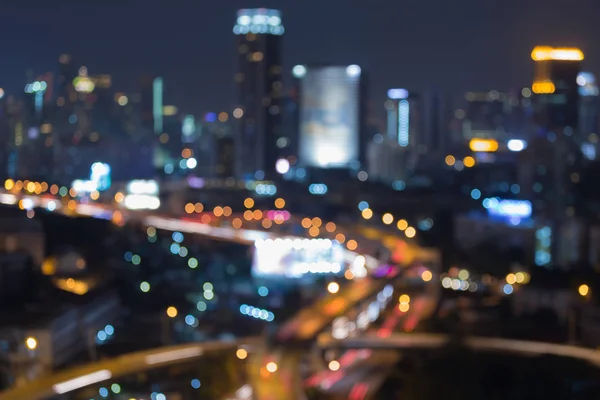 Verschwommenes Bokeh Licht Nachtsicht Stadt und Straße — Stockfoto