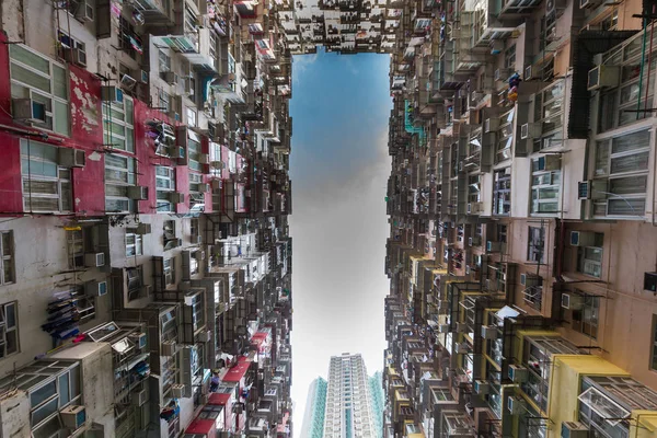 Hong Kong apartment bottom view with blue sky background — Stock Photo, Image