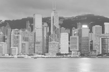 Hong Kong iş şehir merkezinde, cityscape arka plan