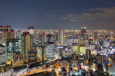 Twilights Osaka şehir Umeda gökyüzü binadan downtown