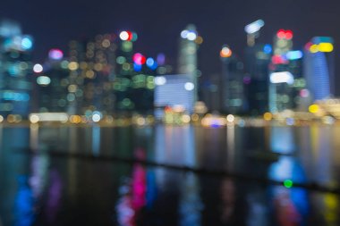 Gece ışık Singapur şehir iş şehir alacakaranlık bulanık 